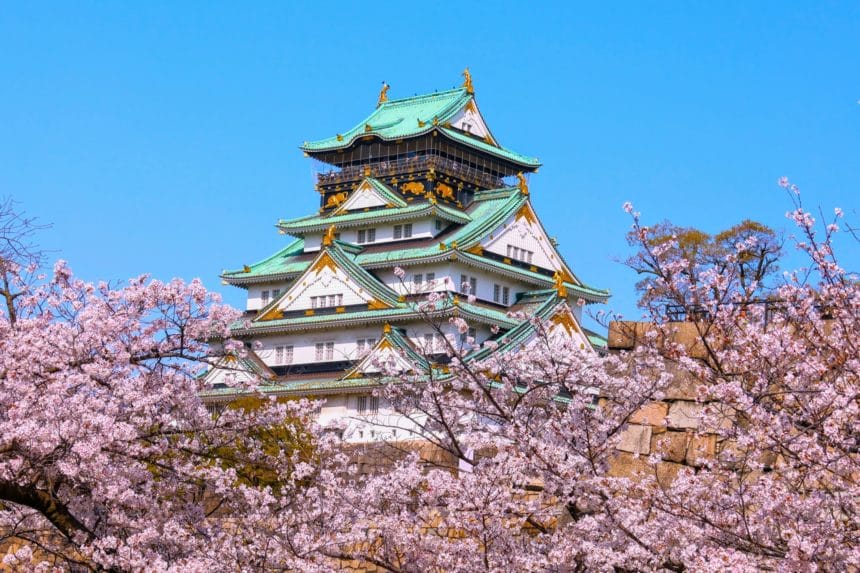 大阪市中央区 大阪城天守閣と西の丸庭園の桜
